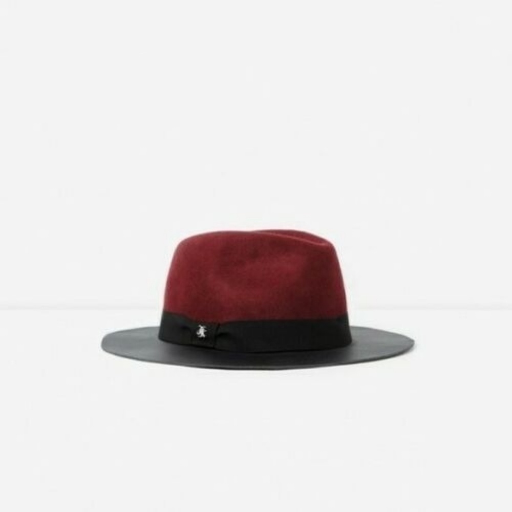 The Kooples Burgundy Leather and Ribb Hat 57
